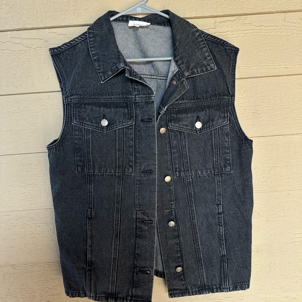 Oversized black Denim Vest size S